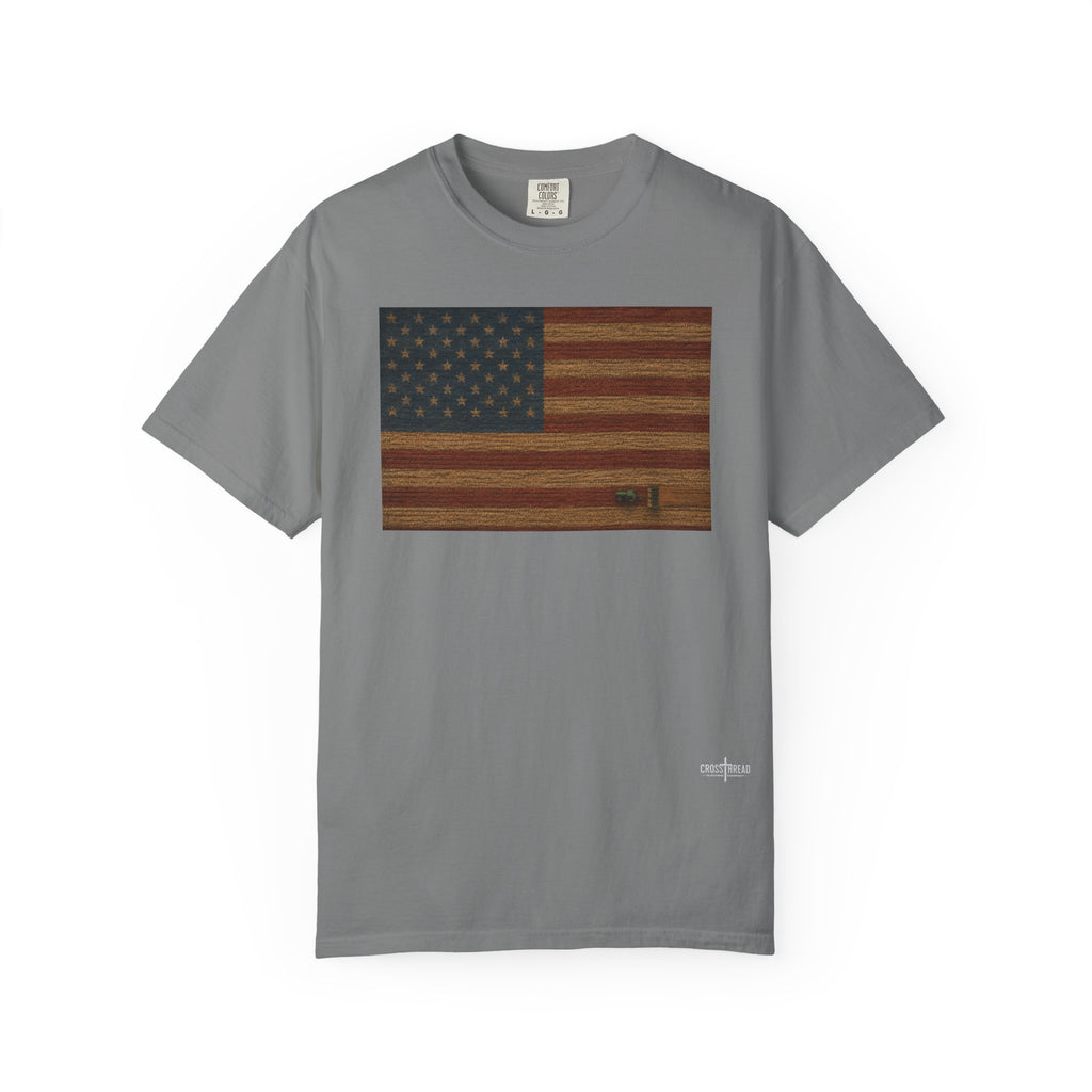 Patriotic Farmer Tractor T‑Shirt — American Flag Farm Tee