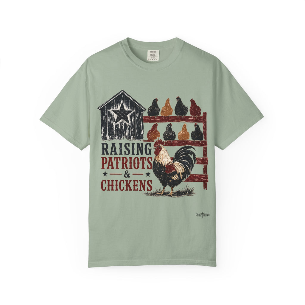 Raising Patriots & Chickens T-Shirt — Rustic American Chicken Tee