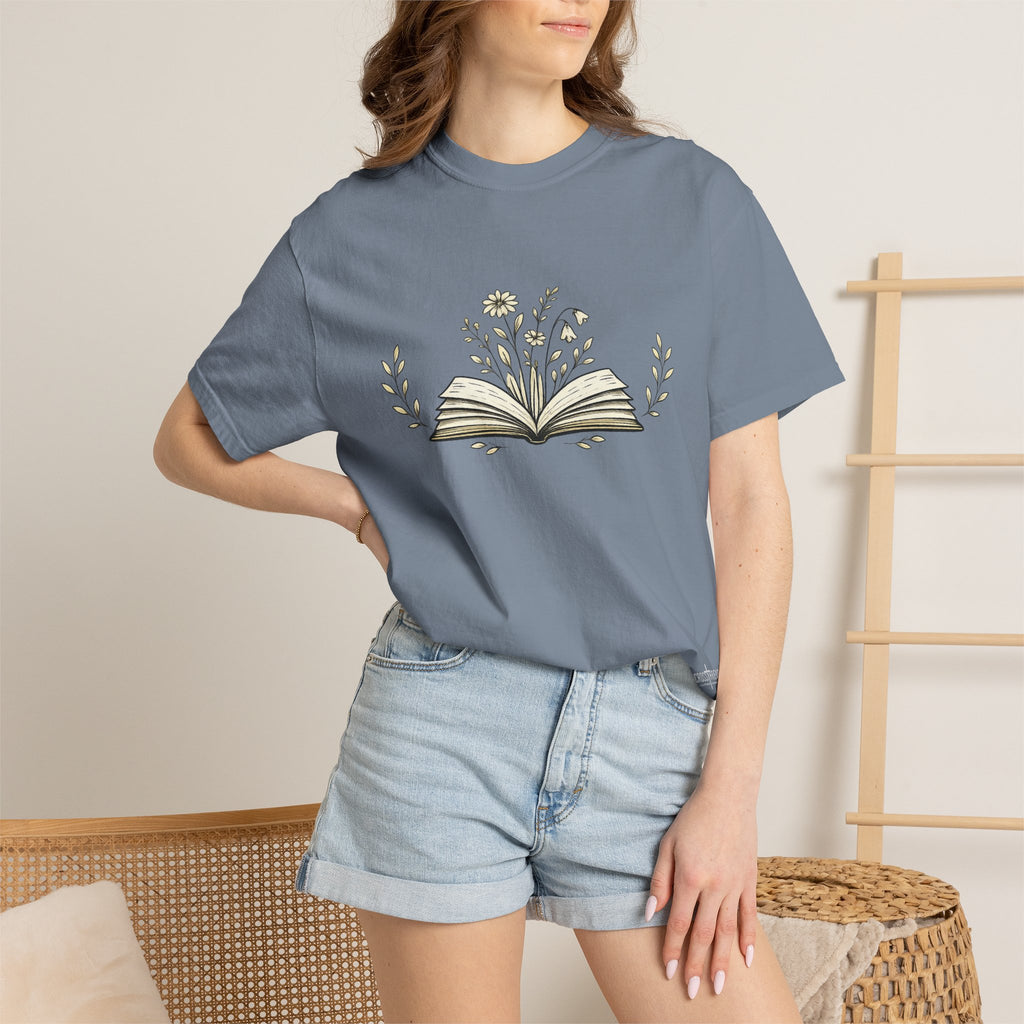 Floral Open Book T-Shirt — Book Lover Reading Tee