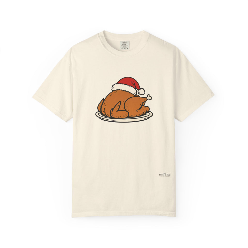 Roasted Turkey Santa Hat Comfort Colors Shirt