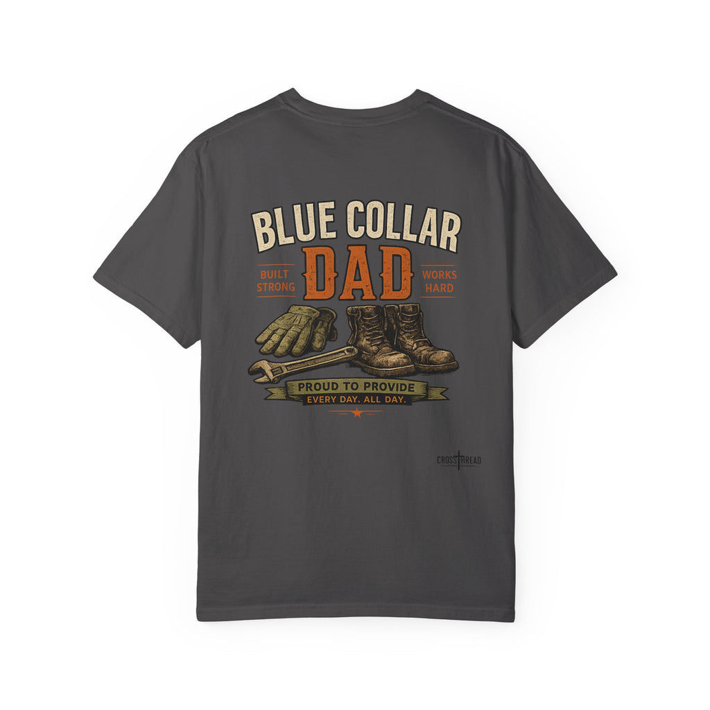 Blue Collar Dad T-Shirt — Vintage Work Gloves and Boots Design