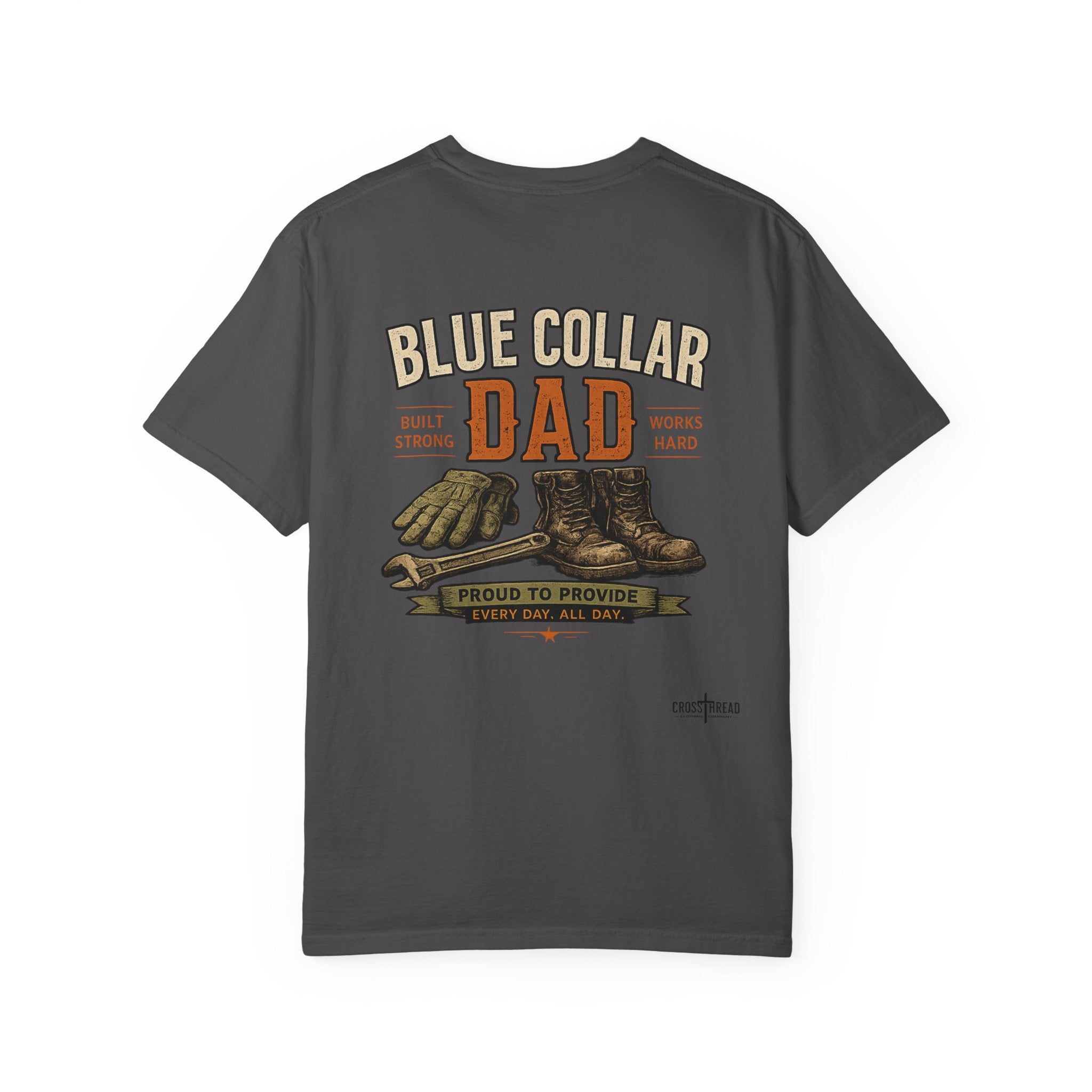 Blue Collar Dad T-Shirt — Vintage Work Gloves and Boots Design