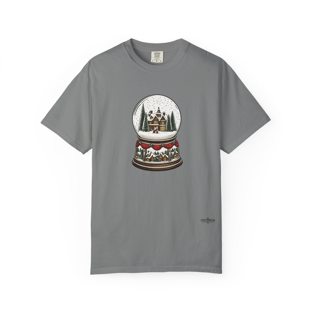 Snow Globe Holiday T-Shirt — Vintage Winter Village Graphic