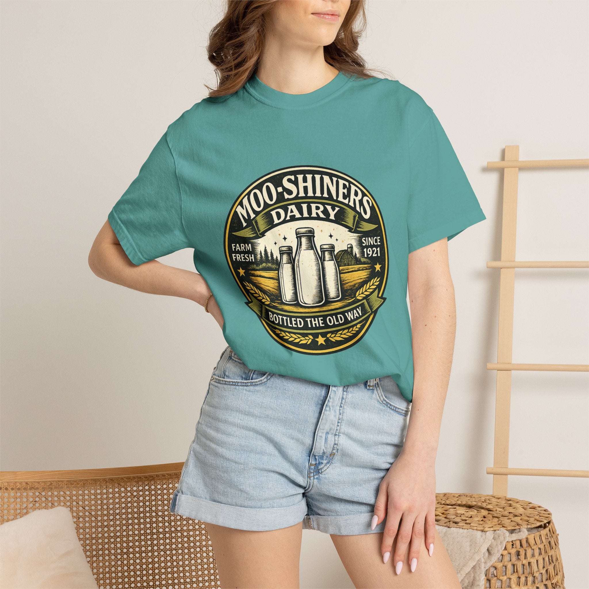 Moo-Shiners Dairy Vintage Milk Bottle T-Shirt