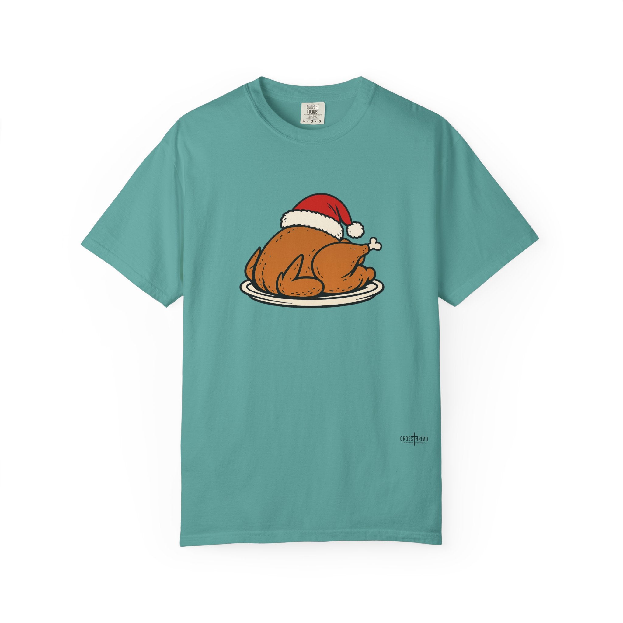 Roasted Turkey Santa Hat Comfort Colors Shirt