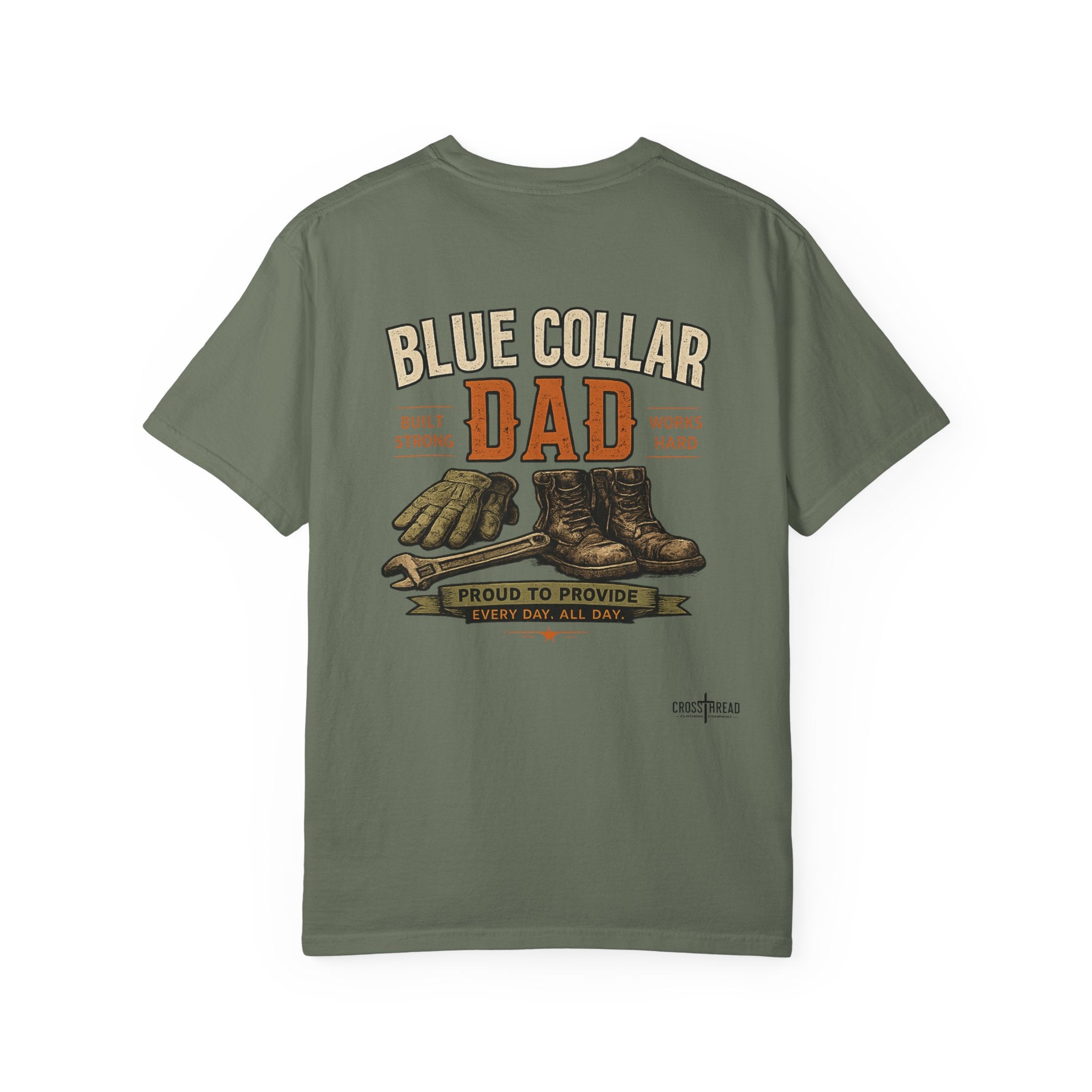 Blue Collar Dad T-Shirt — Vintage Work Gloves and Boots Design