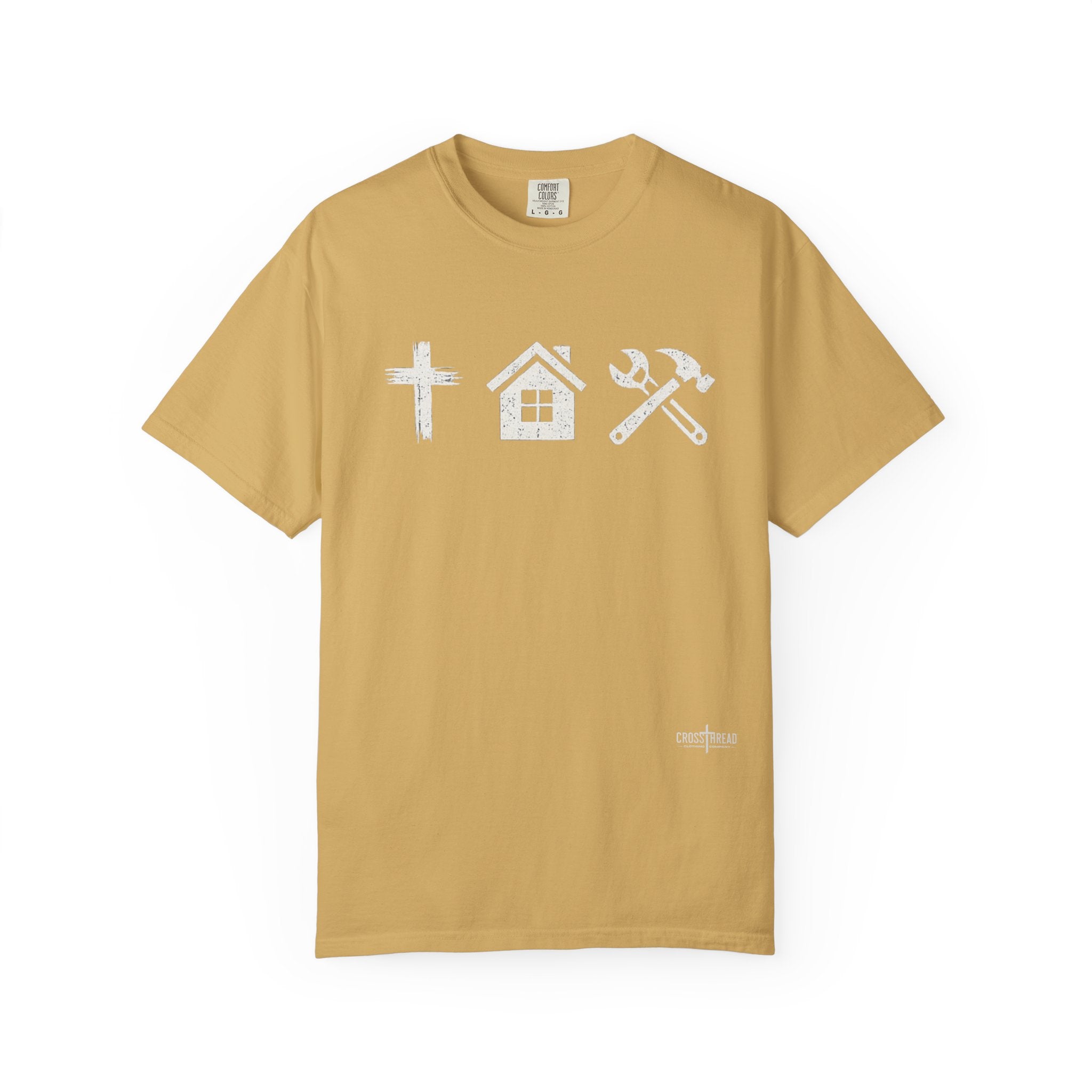 Faith Family Work T-Shirt — Inspirational Christian Men’s Tee