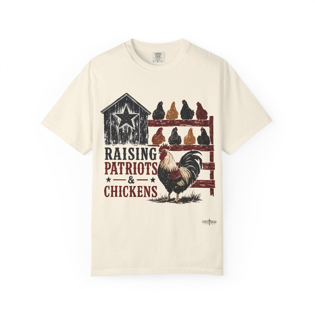 Raising Patriots & Chickens T-Shirt — Rustic American Chicken Tee