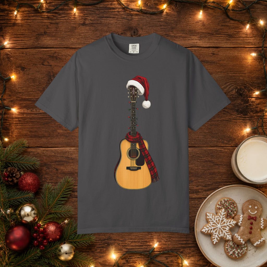 Christmas Acoustic Guitar Comfort Colors Shirt