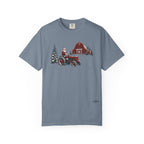 Rustic Santa Tractor and Barn Comfort Colors Shirt