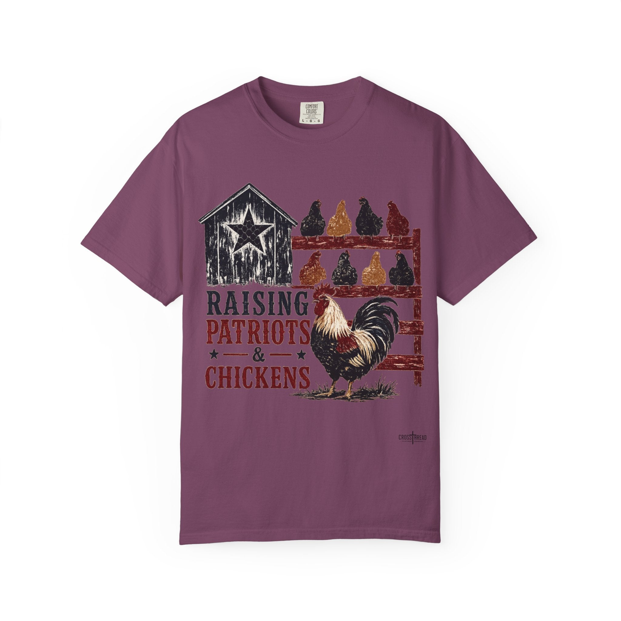 Raising Patriots & Chickens T-Shirt — Rustic American Chicken Tee