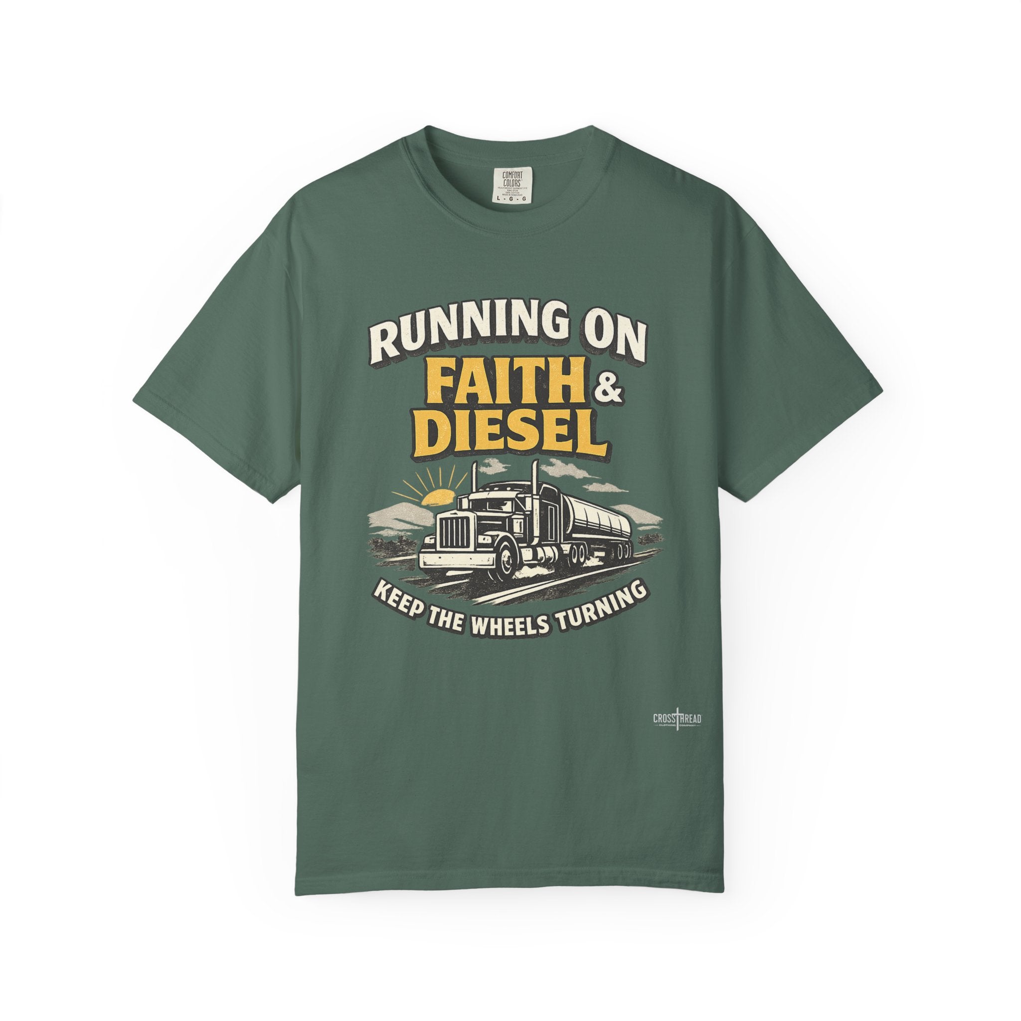 Running on Faith & Diesel T-Shirt — Trucker Semi Truck Graphic Tee