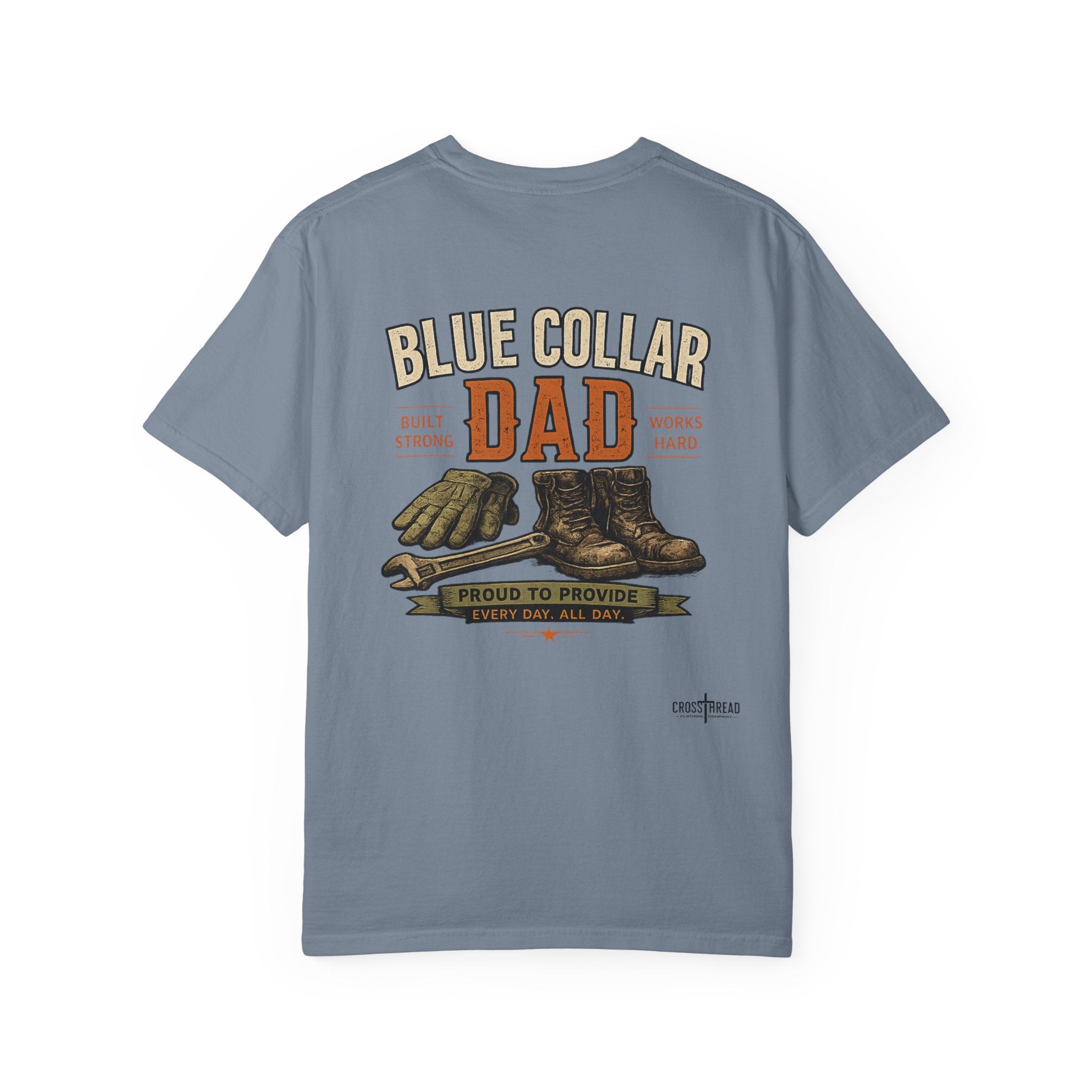 Blue Collar Dad T-Shirt — Vintage Work Gloves and Boots Design