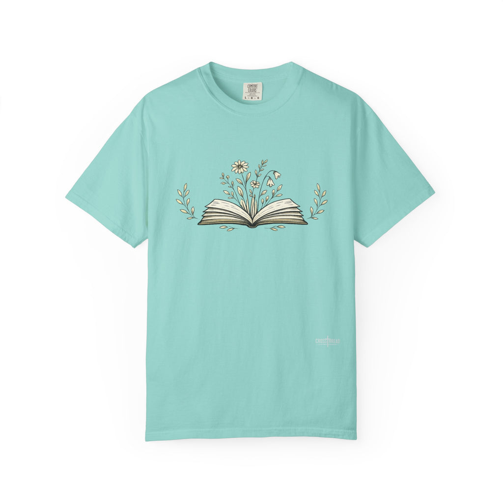 Floral Open Book T-Shirt — Book Lover Reading Tee