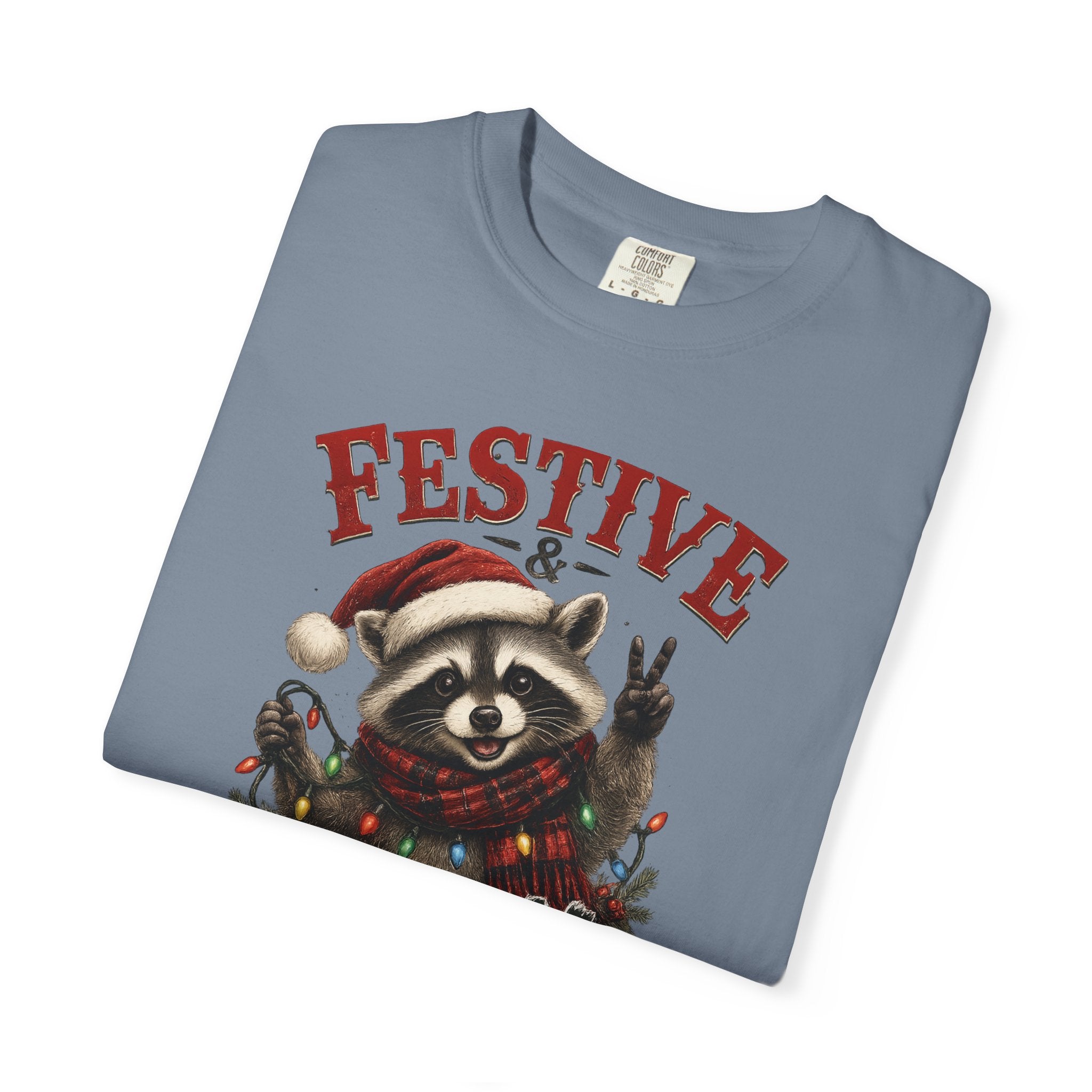 Festive & Feral Raccoon Christmas Comfort Colors T-Shirt