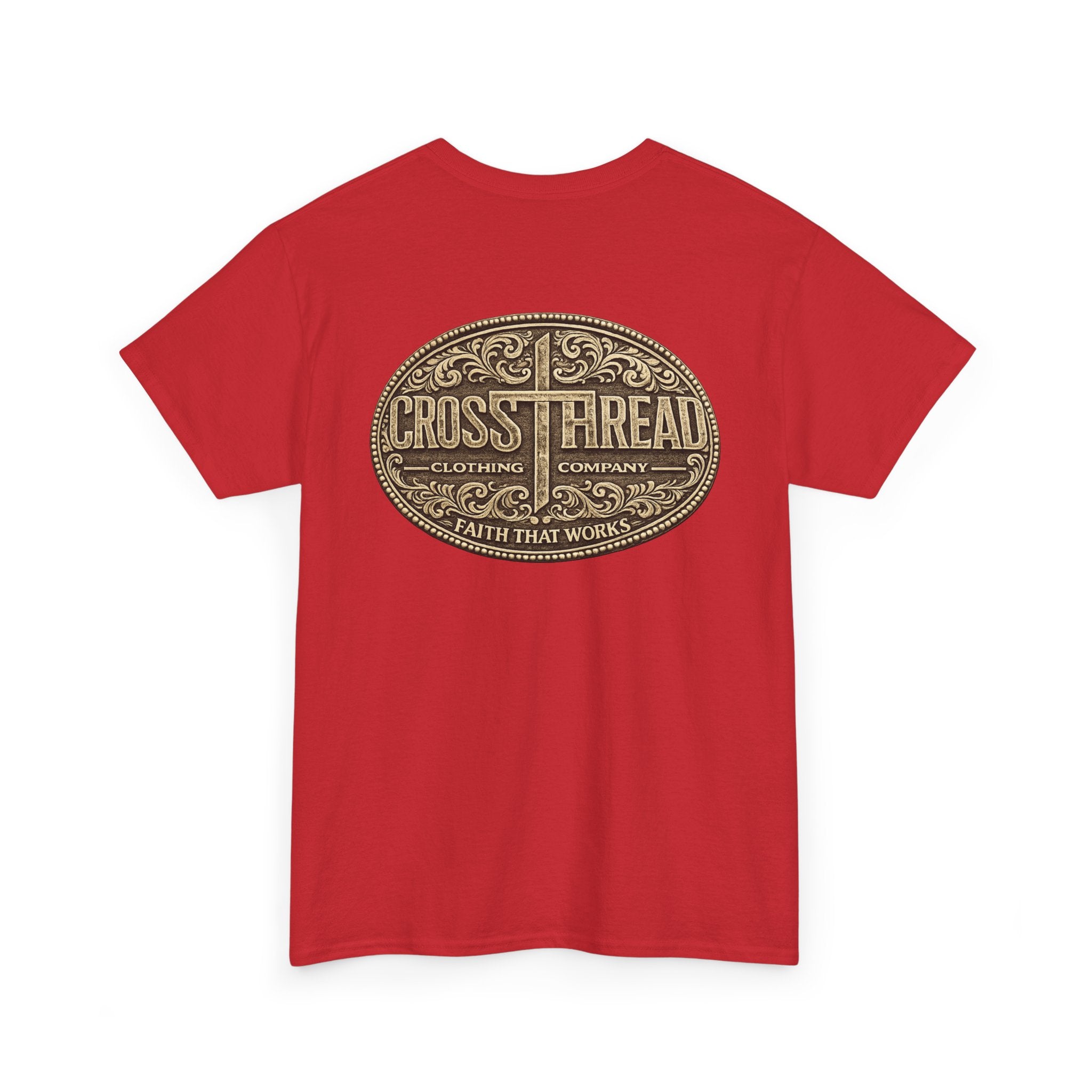 CrossThread Belt Buckle Logo Tee — Faith That Works Cotton T-Shirt