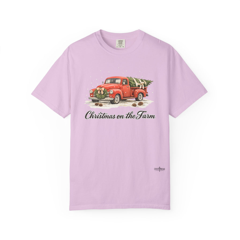 Christmas on the Farm Red Truck Comfort Colors Shirt