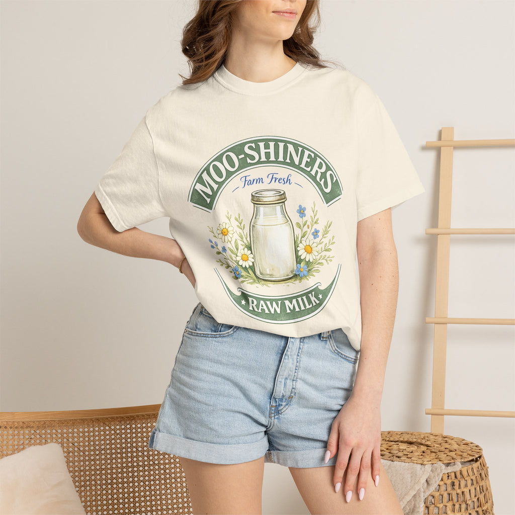 "Moo-Shiners Raw Milk" Vintage Logo Graphic T
