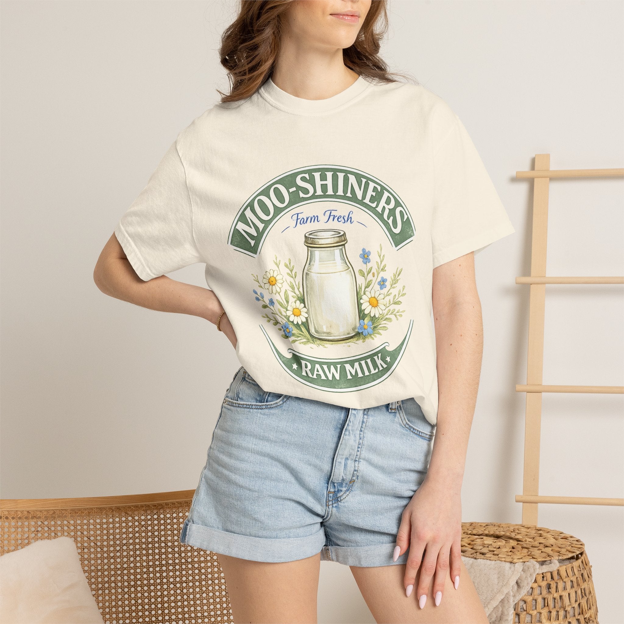 "Moo-Shiners Raw Milk" Vintage Logo Graphic T