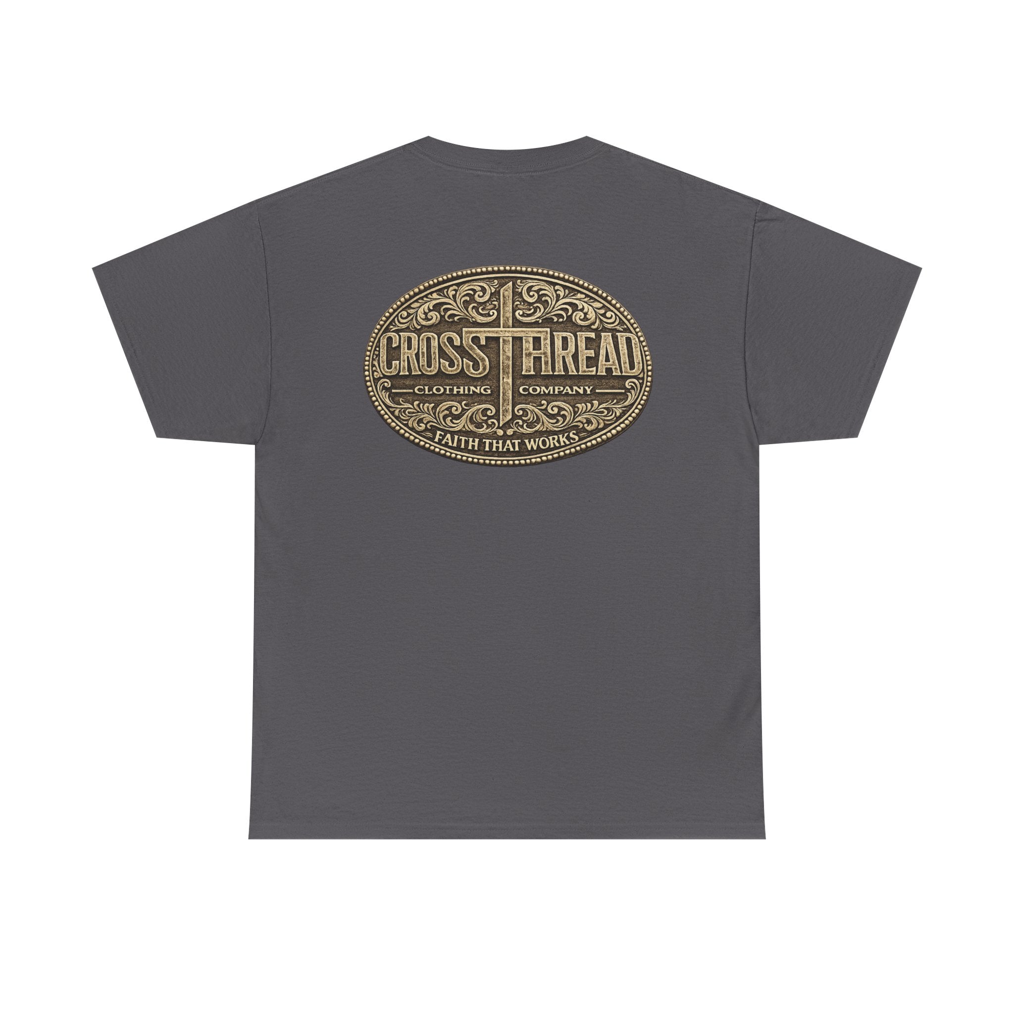 CrossThread Belt Buckle Logo Tee — Faith That Works Cotton T-Shirt