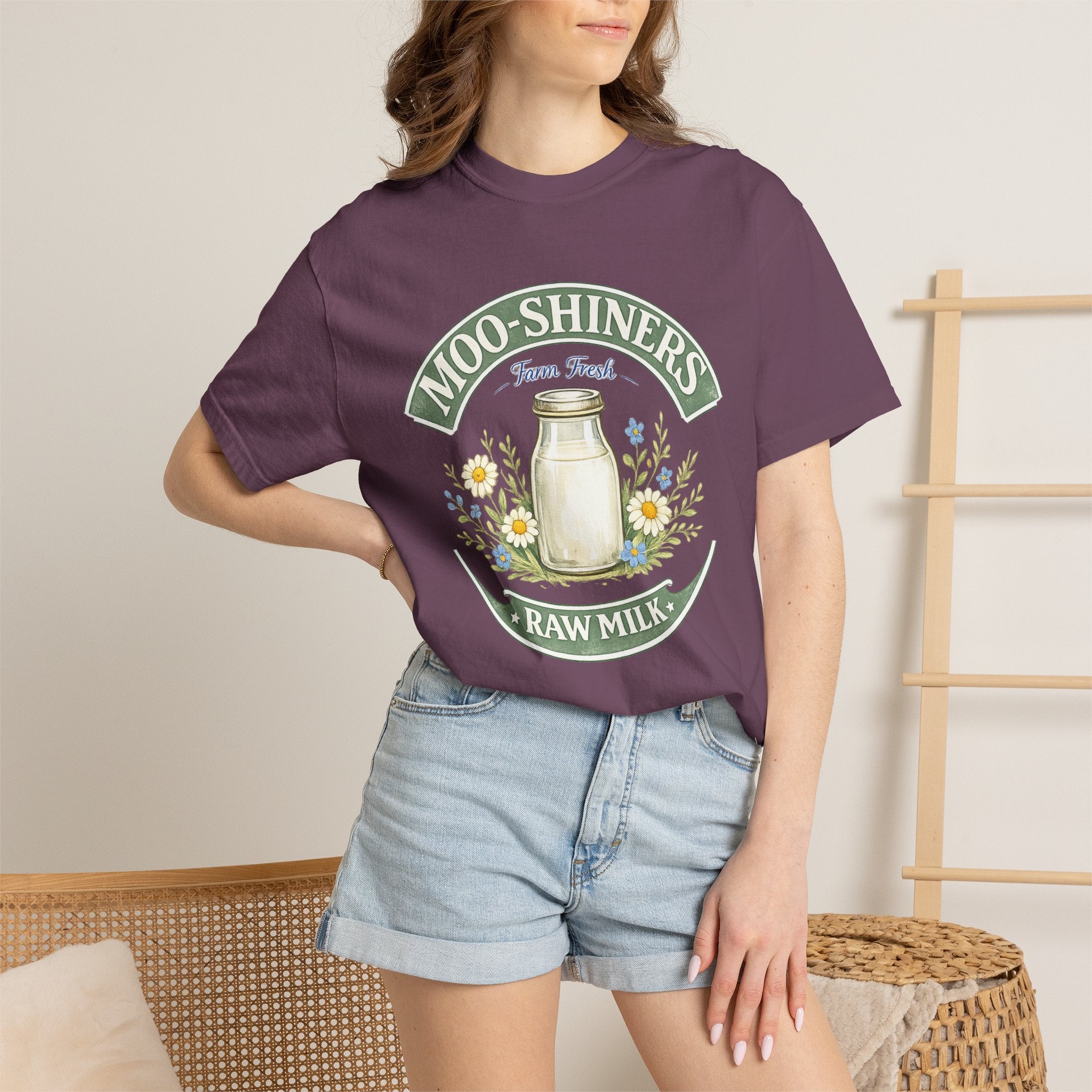 "Moo-Shiners Raw Milk" Vintage Logo Graphic T