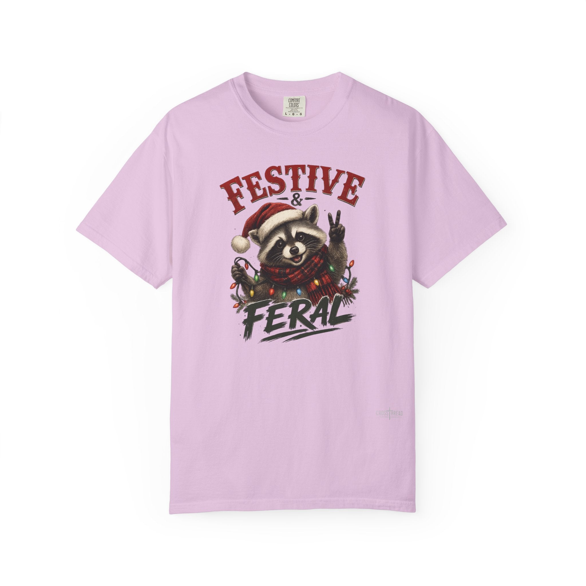 Festive & Feral Raccoon Christmas Comfort Colors T-Shirt