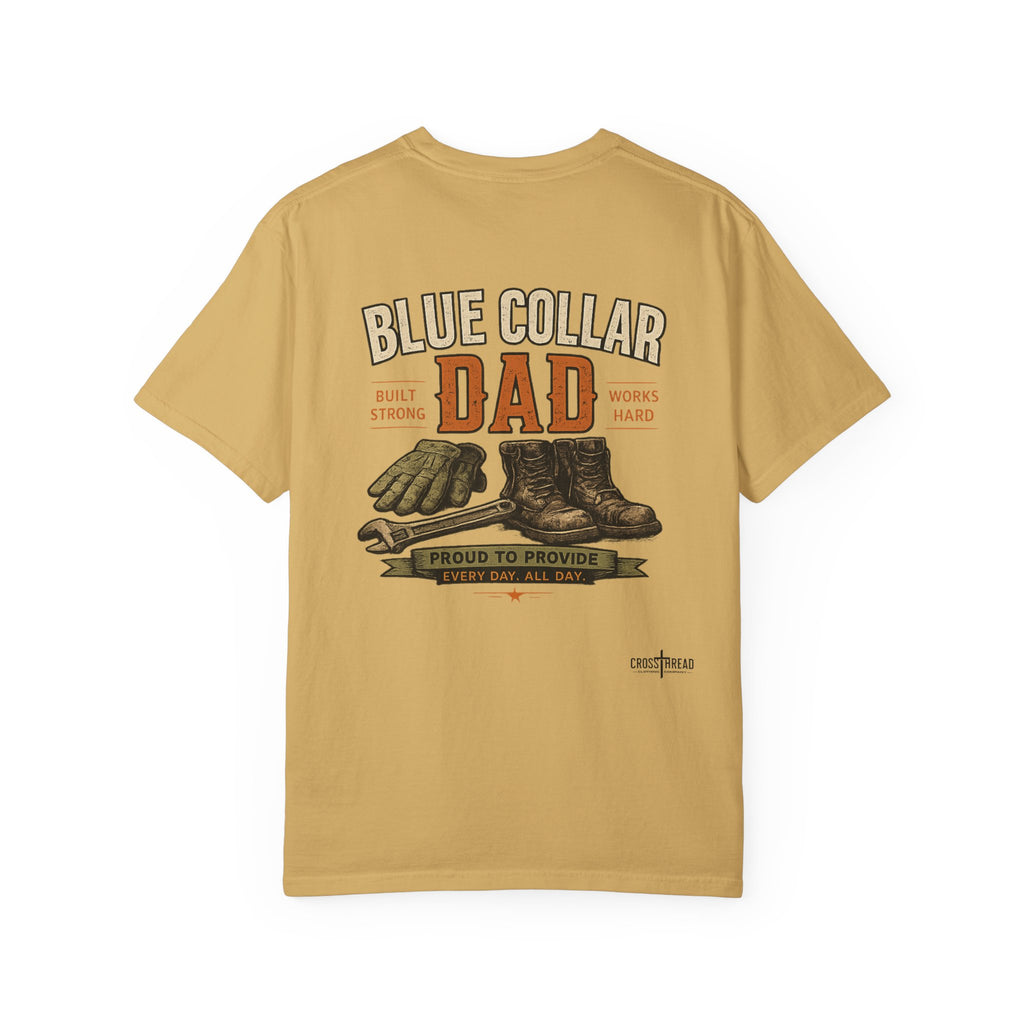 Blue Collar Dad T-Shirt — Vintage Work Gloves and Boots Design