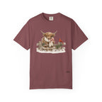 Highland Cow and Cardinal Comfort Colors Shirt