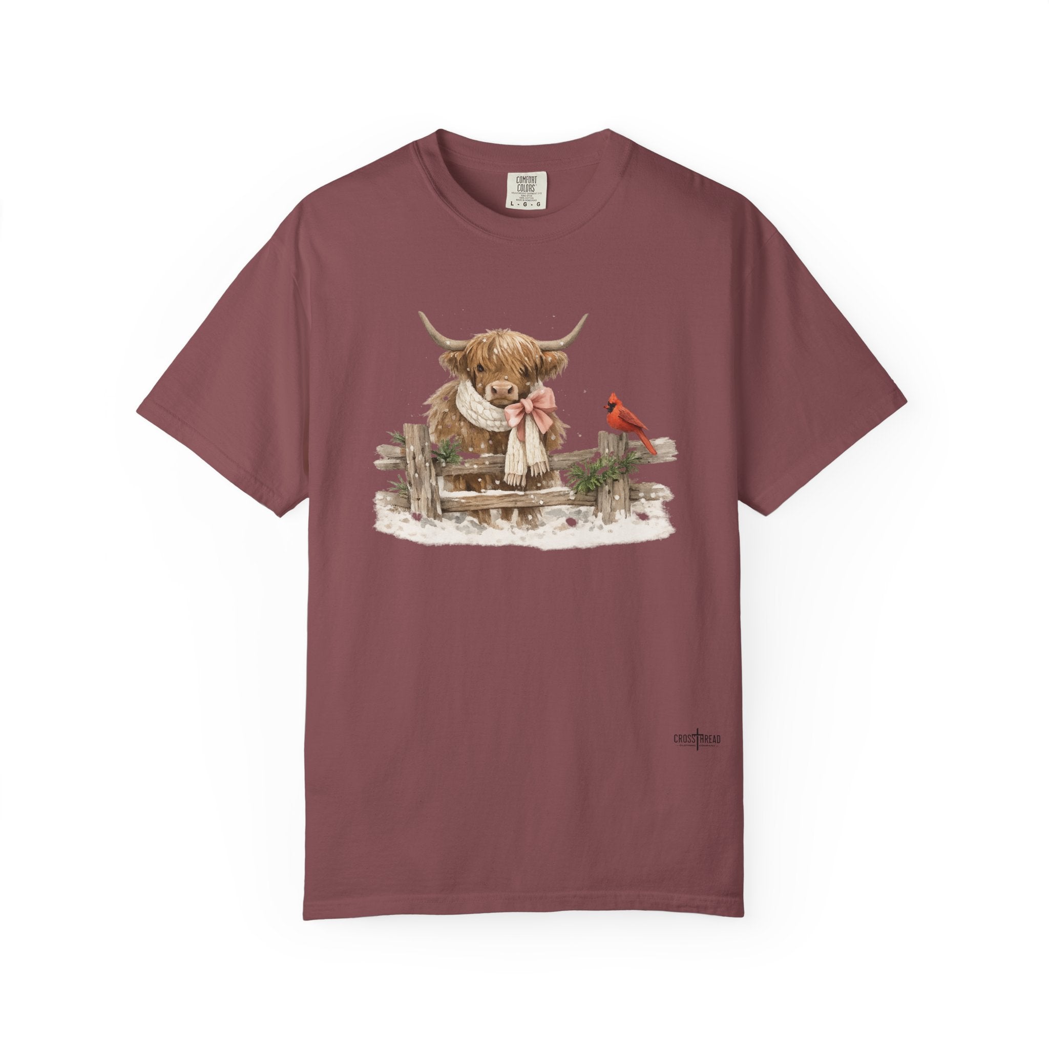 Highland Cow and Cardinal Comfort Colors Shirt
