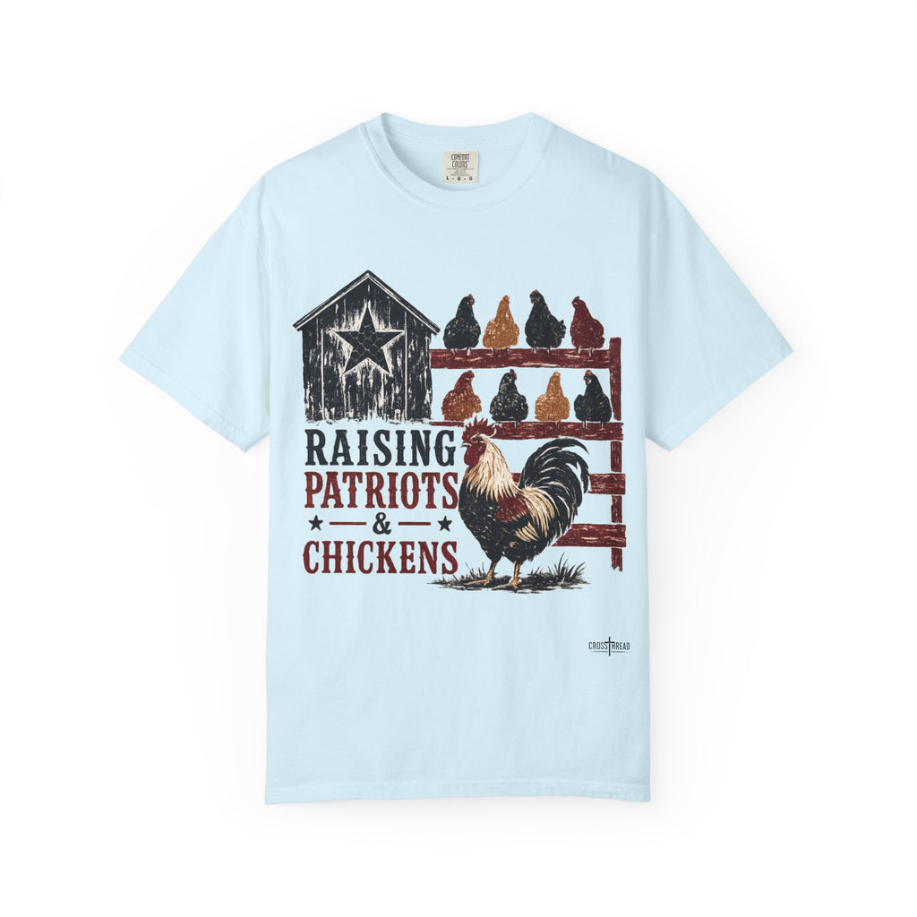 Raising Patriots & Chickens T-Shirt — Rustic American Chicken Tee