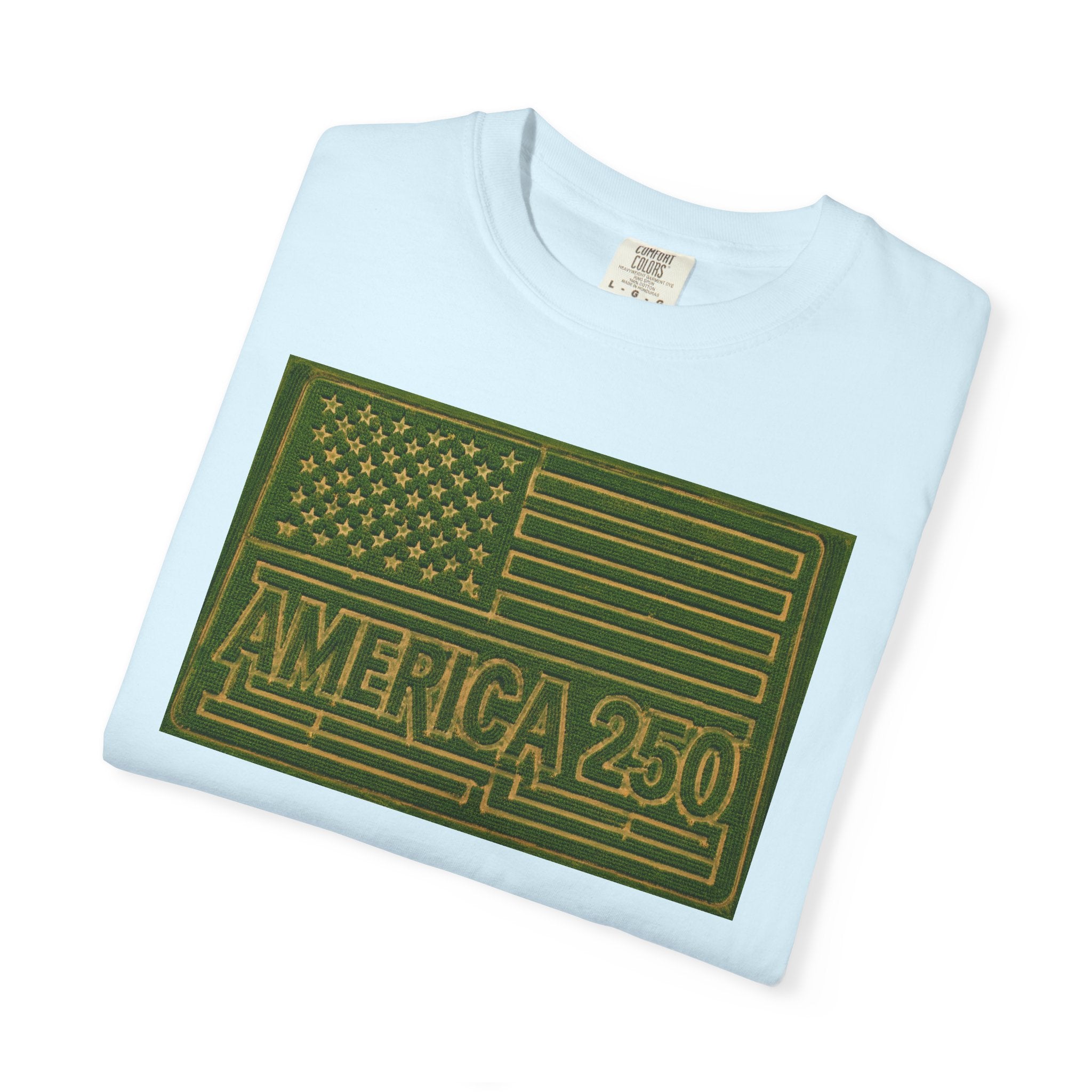 America 250 Corn Maze Flag T-Shirt — Vintage Patriotic Graphic Tee