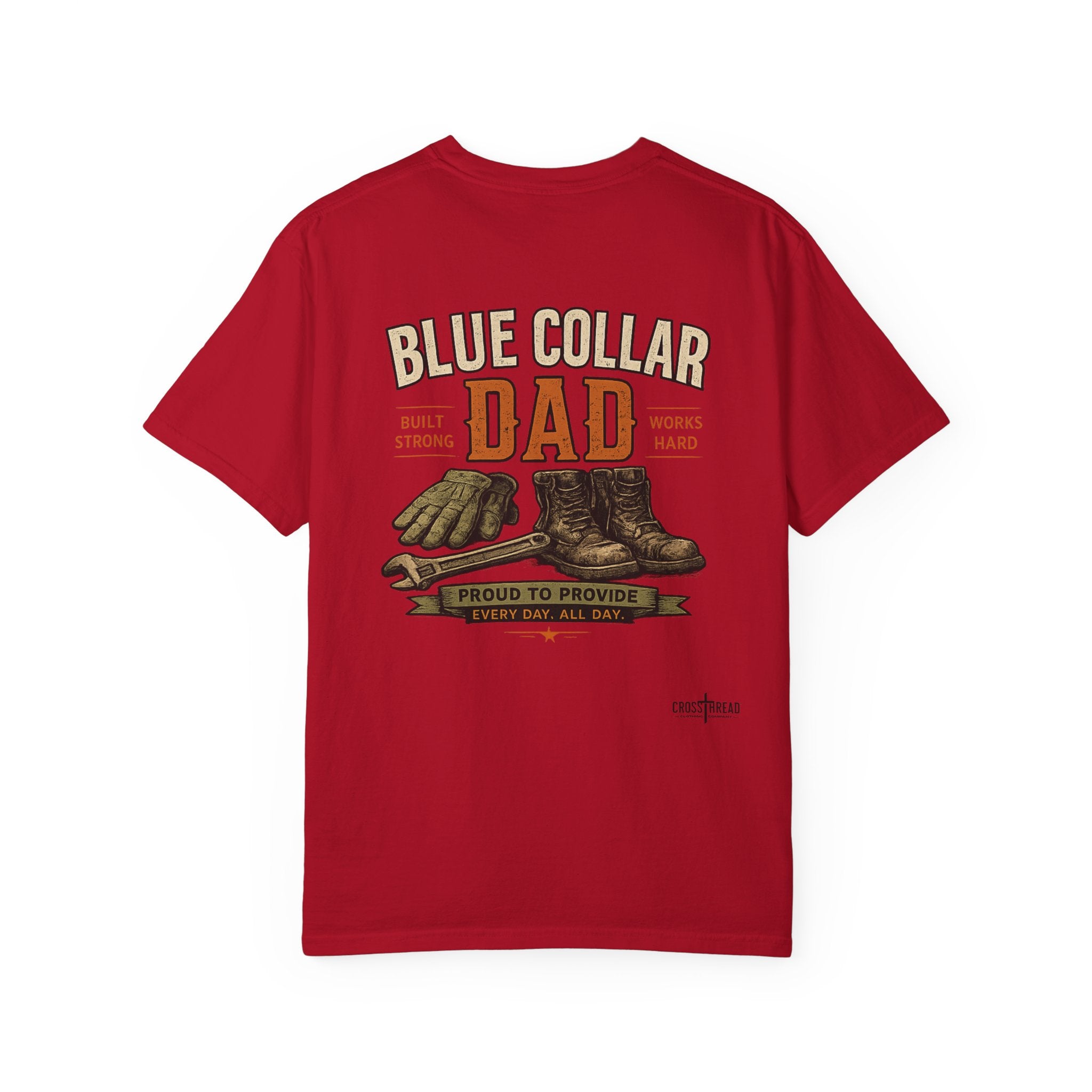 Blue Collar Dad T-Shirt — Vintage Work Gloves and Boots Design