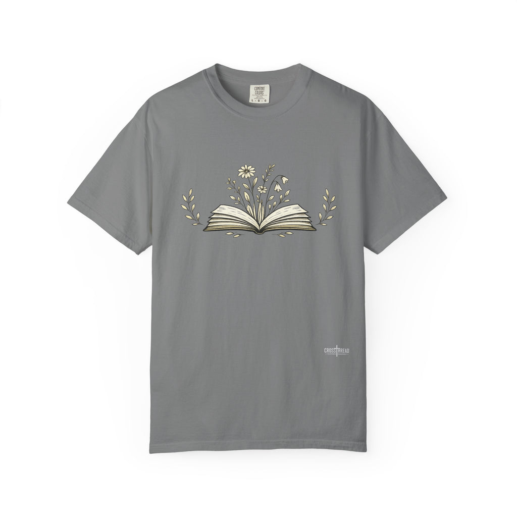Floral Open Book T-Shirt — Book Lover Reading Tee