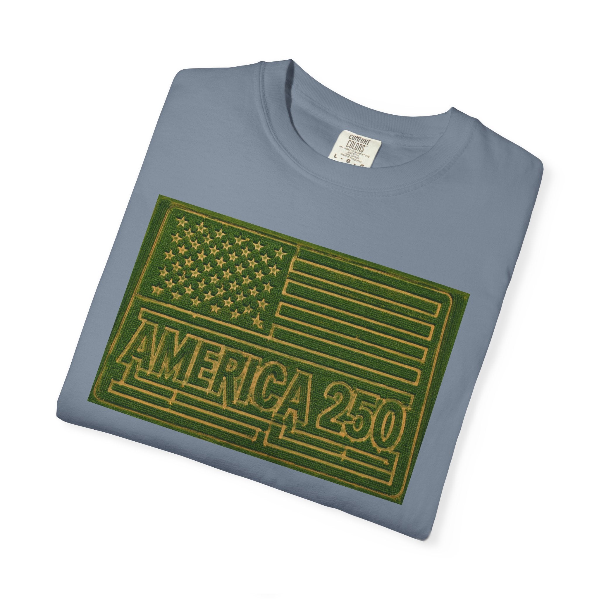 America 250 Corn Maze Flag T-Shirt — Vintage Patriotic Graphic Tee