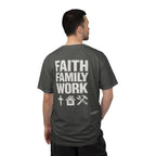 Faith Family Work T-Shirt — Inspirational Christian Men’s Tee