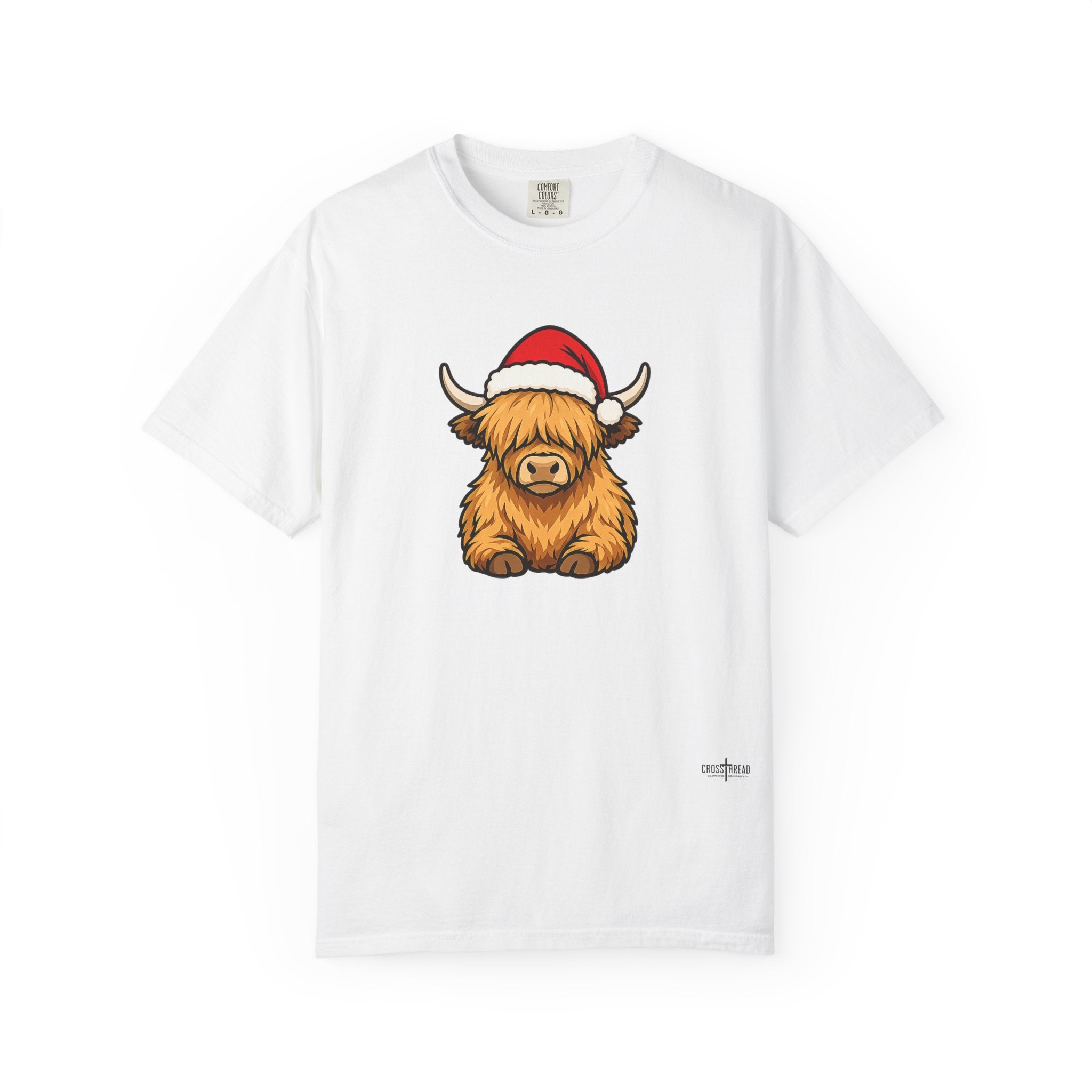 Highland Cow Santa Hat Comfort Colors Shirt