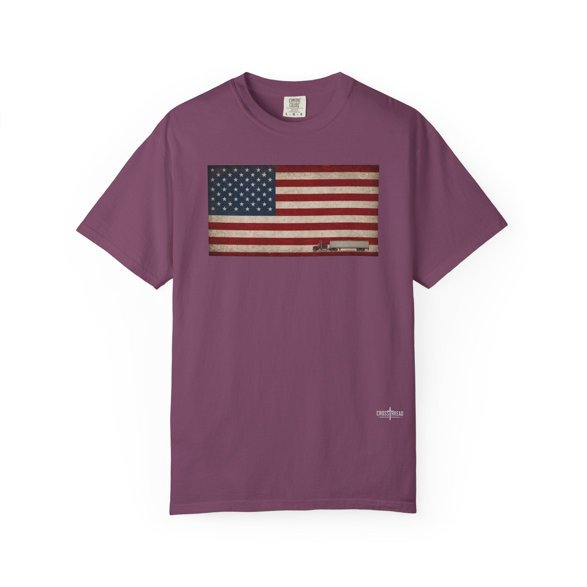 American Flag Big Rig Trucker T-Shirt — Patriotic Semi Truck Tee