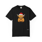 Highland Cow Santa Hat Comfort Colors Shirt