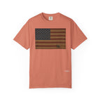 Patriotic Farmer T-Shirt — American Flag with Combine Harvester | American Grain Harvest Tee