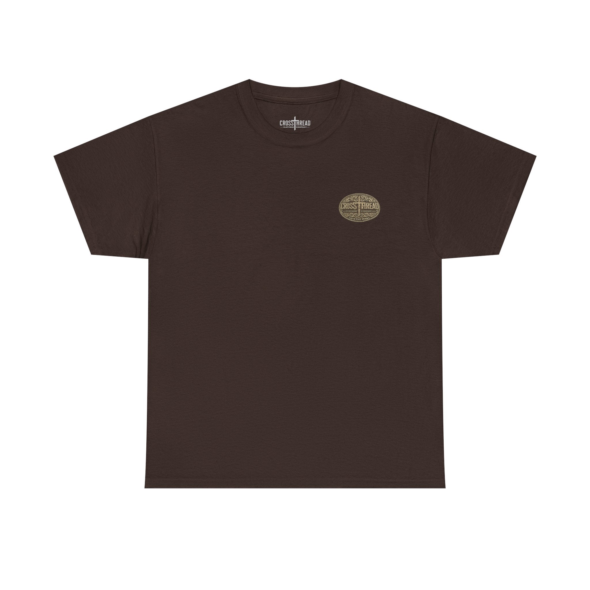 CrossThread Belt Buckle Logo Tee — Faith That Works Cotton T-Shirt