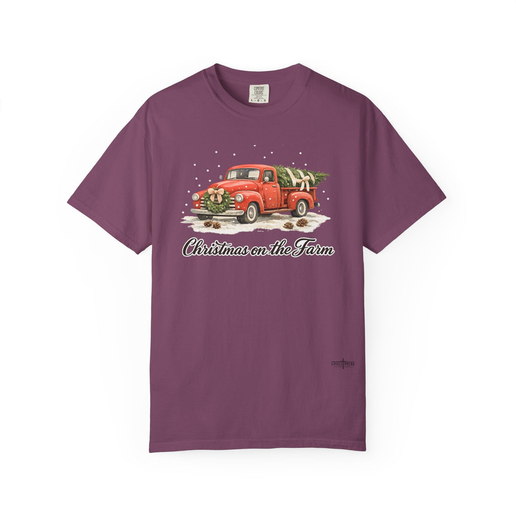 Christmas on the Farm Red Truck Comfort Colors Shirt
