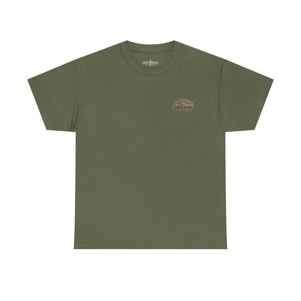 CrossThread Belt Buckle Logo Tee — Faith That Works Cotton T-Shirt