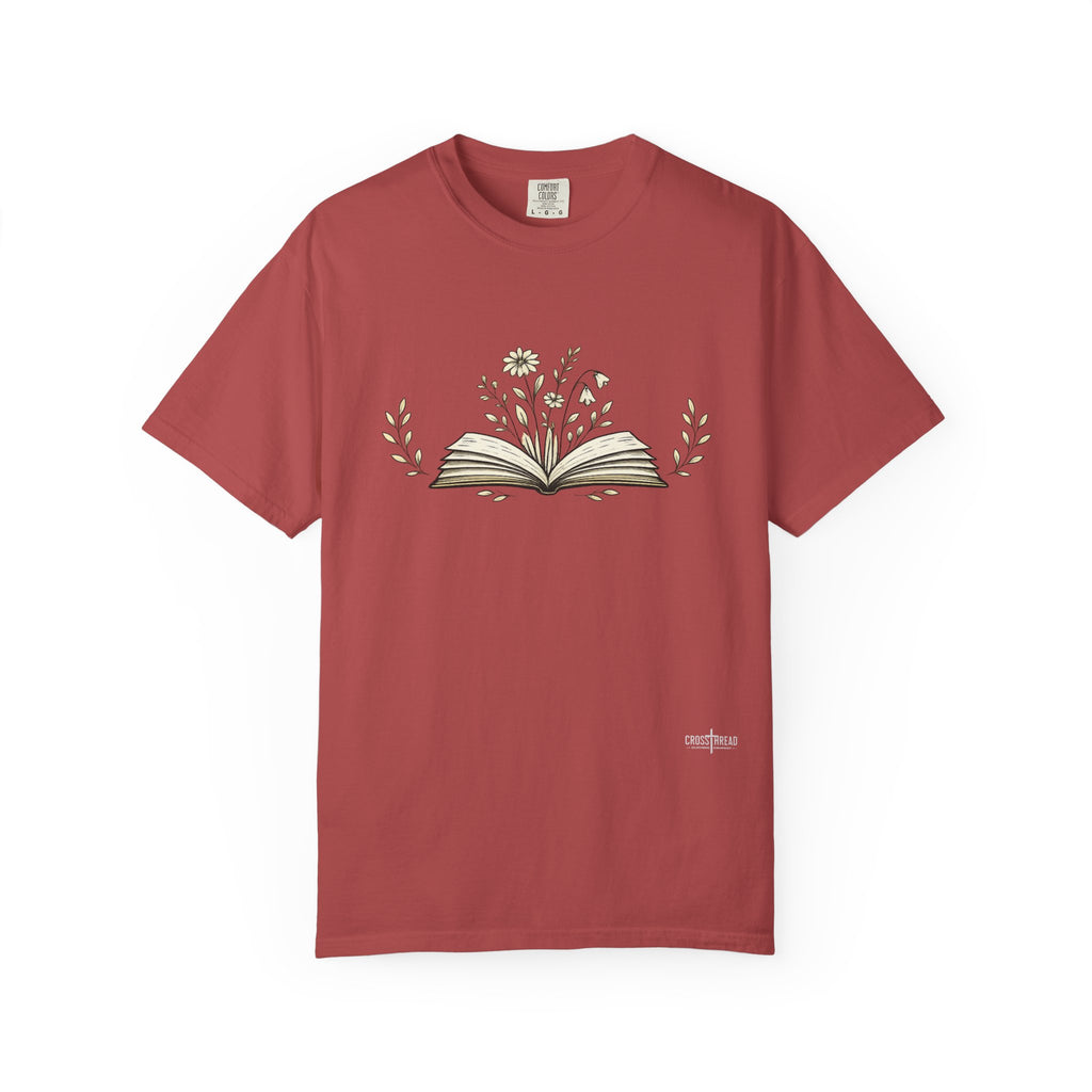 Floral Open Book T-Shirt — Book Lover Reading Tee