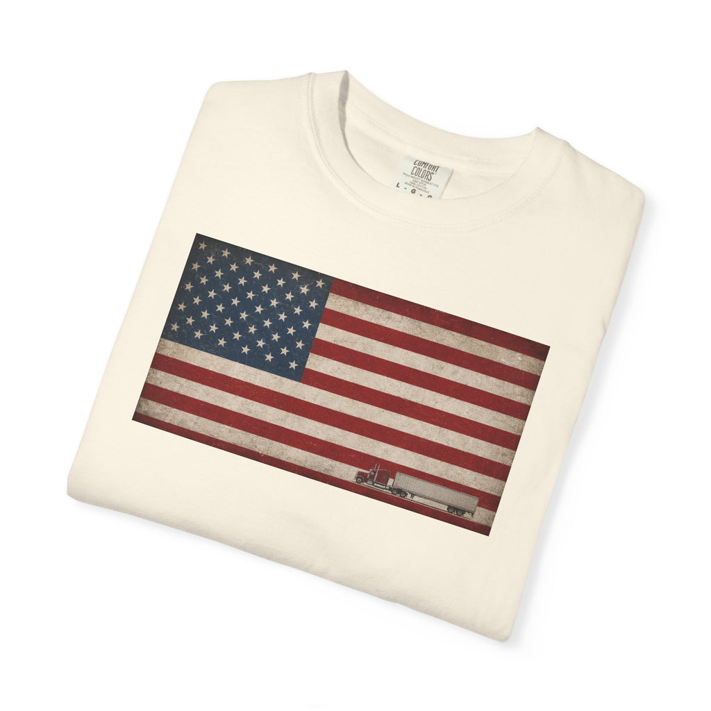 American Flag Big Rig Trucker T-Shirt — Patriotic Semi Truck Tee