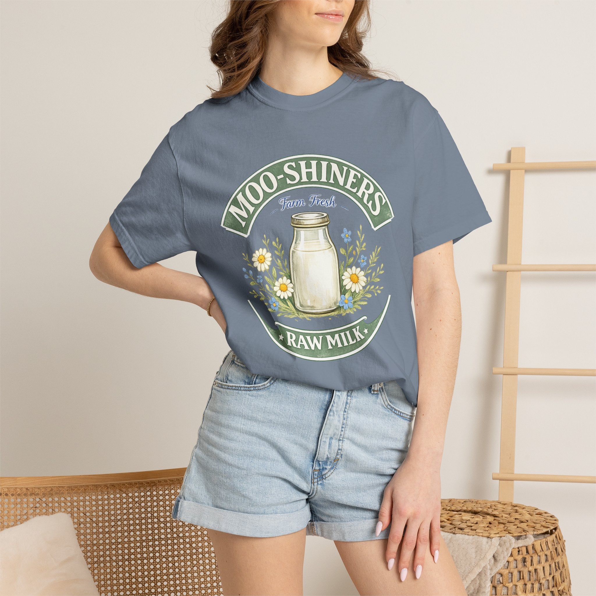 "Moo-Shiners Raw Milk" Vintage Logo Graphic T