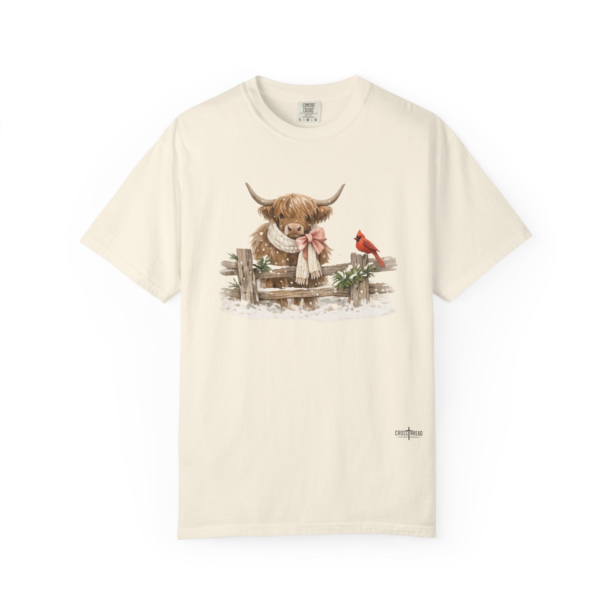 Highland Cow and Cardinal Comfort Colors Shirt