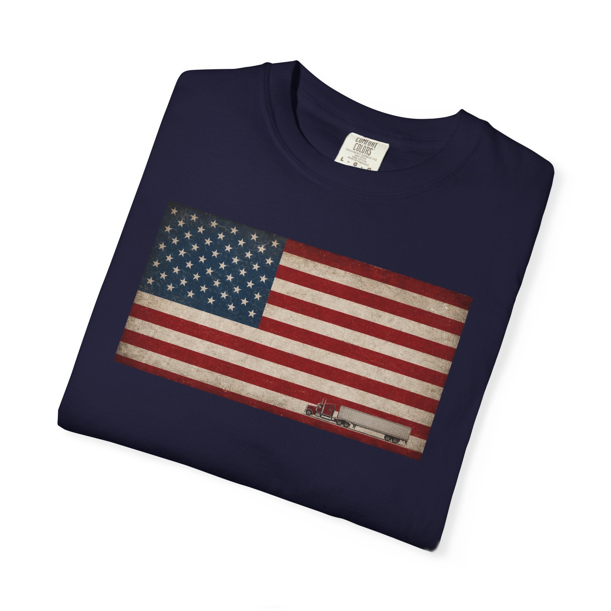 American Flag Big Rig Trucker T-Shirt — Patriotic Semi Truck Tee