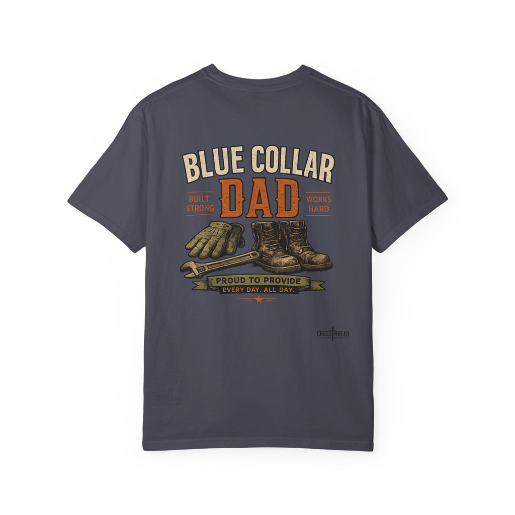 Blue Collar Dad T-Shirt — Vintage Work Gloves and Boots Design