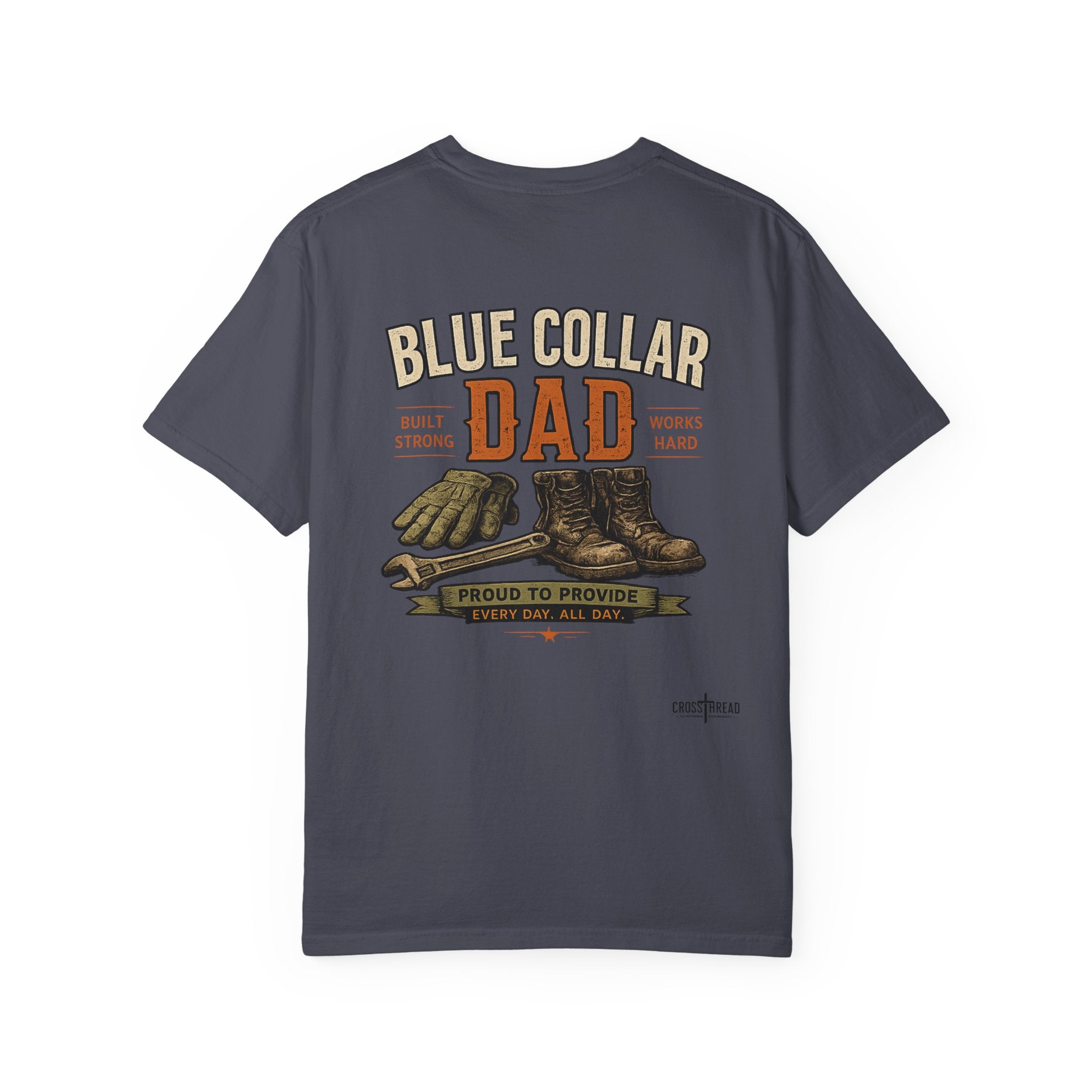 Blue Collar Dad T-Shirt — Vintage Work Gloves and Boots Design