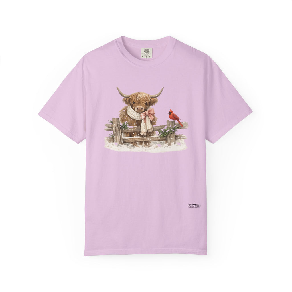 Highland Cow and Cardinal Comfort Colors Shirt